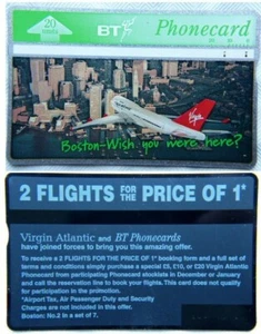 UK Phone Card - BT - Virgin Atlantic - Boston ref.2 of 7 - Picture 1 of 1