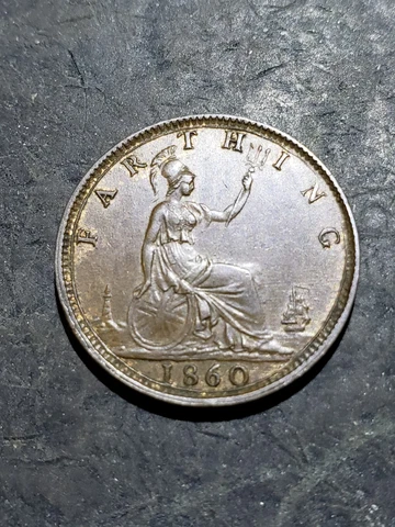 1860 QUEEN VICTORIA - BRONZE FARTHING COIN #73 Great Britain Cover