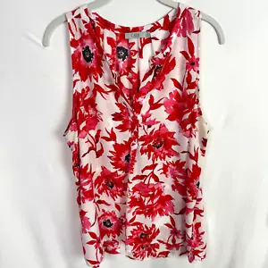 Dalia Women's Sleeveless Blouse Size XL Red/White Floral Print - Picture 1 of 5