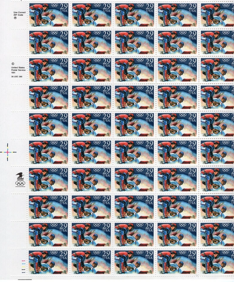 1992 29 cent Olympic Baseball full Sheet of 50, Scott #2619, Mint NH - Image 1 of 1