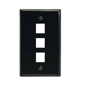Keystone 3 Hole Port Jack Insert Flush Wall Face Plate Network CAT5e CAT6 Black - Picture 1 of 1