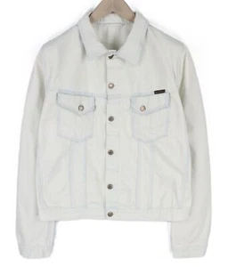 NUDIE JEANS Terry Men Jacket XL Extreme Bleach Light Button Spread Denim Logo - Picture 1 of 9