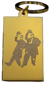Laurel and Hardy Engraved Keyring gold or silver - Engrave a message on the back - Picture 1 of 1