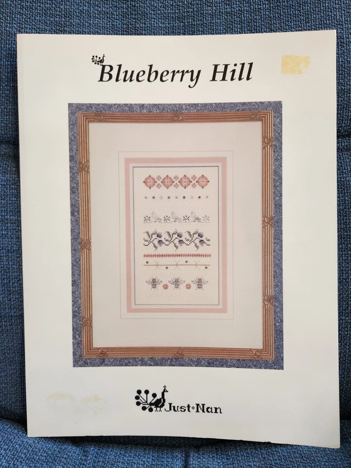Just Nan Blueberry Hill Vintage Counted Cross Stitch Sampler Pattern 1994 - Image 1 of 2