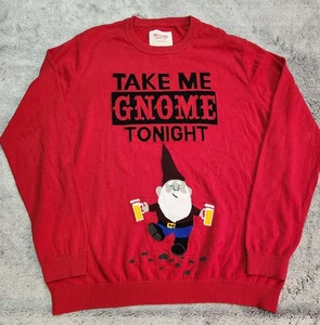 Hässlicher Weihnachtspullover Extra Large rot "Take Me Wichtel Tonight" Mossimo Strick - Bild 1 von 22