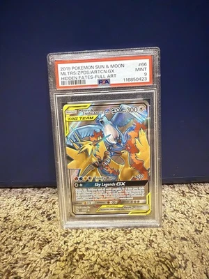 2019 POKEMON SUN & MOON HIDDEN FATES 66 MOLTRES ZAPDOS&ARTICUNO TAG TEAM PSA 9 - Image 1 of 2
