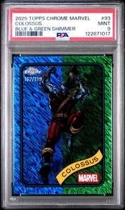 2025 Topps Chrome Marvel Blue & Green Shimmer #93 Colossus 162/199 PSA 9 1/1 - Bild 1 von 2