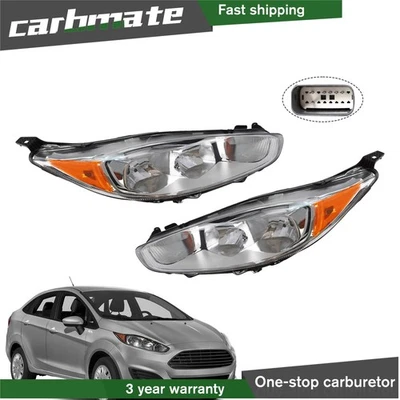 Faros cromados con bombillas izquierda y derecha para Ford Fiesta 2014-2019 Foto 1 de 4