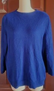 Talbots Pure Cashmere Sweater Women’s Navy Blue Crewneck Pullover Large - Picture 1 of 5