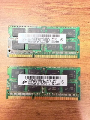 Micron 4GB ( 2x2GB ) DDR3-1066 PC3-8500S 2Rx8 SODIMM Laptop Memory RAM Tested - Image 1 of 2
