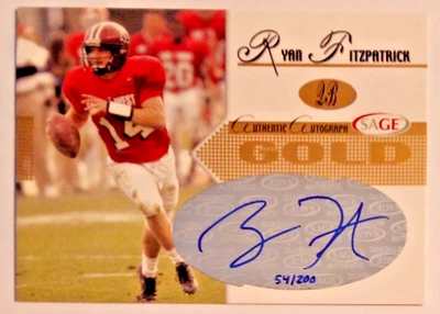 Ryan Fitzpatrick 2005 Sage Gold #d 54/200 Rookie Auto Raro Rams Harvard Envío y devolución gratuitos Foto 1 de 3