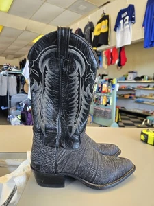 Tony Lama Boots Size 7d Black Leather Grey Bottom Half 11002119 - Picture 1 of 9
