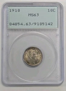 1910 10C Barber Dime PCGS MS63- Old Rattler Holder  - Picture 1 of 2