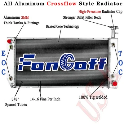 4-Row Radiator For 2004-2016 Chevy Express GMC Savana 2500 3500 4500 4.8L 6.0L - Image 1 of 4