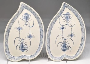 VTG Vietnam Bat Trang Dragonflies Porcelain Leaf Platter 11"x 7" Hand Painted - Picture 1 of 5