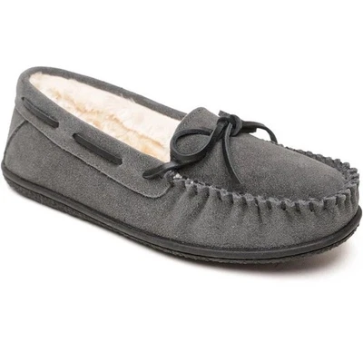 Minnetonka Cally 4050 Suede Leather Dark Gray Slippers, Women’s Sz 10W New - Image 1 of 4
