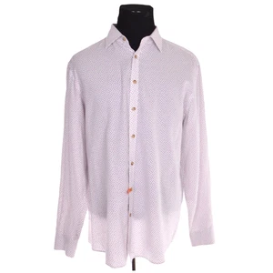 Charles Tyrwhitt Weekend Mens Shirt XL White Blue Red Dotted Cotton Linen - Picture 1 of 7