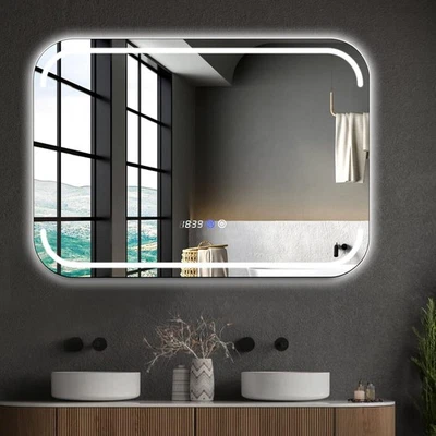 DEPMOG Espejo de baño LED Espejo de baño Espejo de pared con iluminación táctil 60/70/80 cm