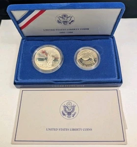 1986 Half Dollar & One Dollar US Mint Liberty Coins Immigrants & Ellis Island - Picture 1 of 5