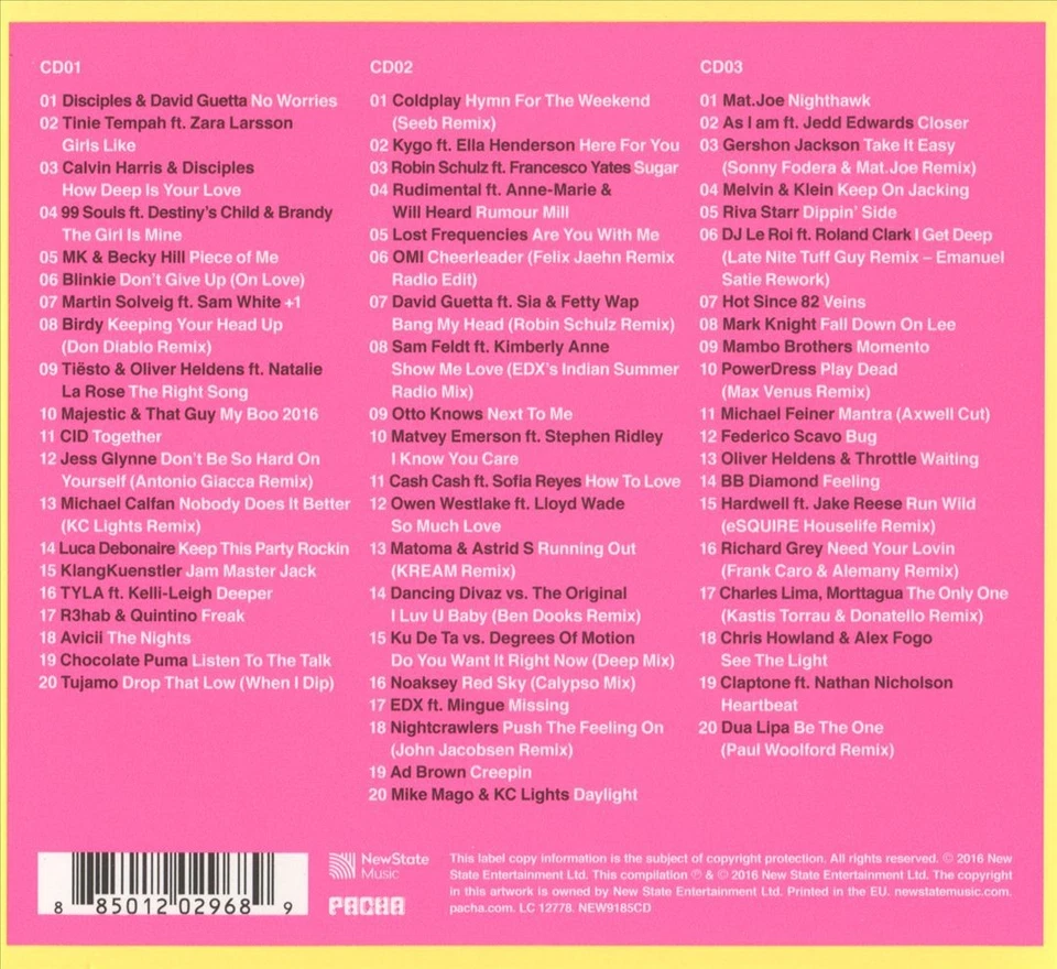 Pacha Ibiza 2016 [Blister] by Various Artists (CD, Jul-2016, 3 Discs, New State)