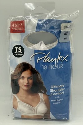 Playtex 18 Hour Wirefree White Bra #4693 Shoulder Comfort Full Coverage Size 52C - Image 1 of 3
