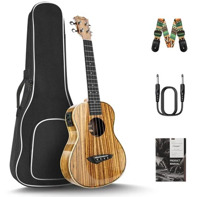 Caramel 26inch CT103 Zebrawood High Gloss Tenor Electric Ukulele Professional... - Image 1 of 4