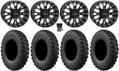 System 3 ST-3 Black 14" Wheels 28" MotoRally Tires Yamaha Viking Wolverine - Image 1 of 4