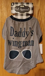 New Woof Pet Apparel Shirt Daddy's Wingman sz Large Gray -5341 - Picture 1 of 5