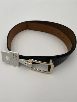 Women's Gold Rectangular Center Belt - A New Day Black Croc S - Image 1 of 4