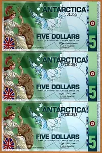 LOTE, Antártida, 3 x $5, polímero, 2011, NUEVO, UNC SPC Britannia - Imagen 1 de 1