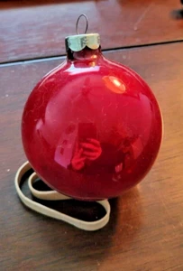 Vintage Christmas Ornament Glass Shiny Red Ball  - Picture 1 of 4