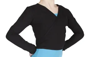 Tappers and Pointers Ballet Dance Wrap Top Cardigan Cotton Lycra Black - Picture 1 of 1