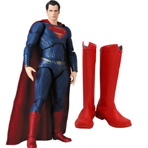 Justice League Superman Clark Kent Cosplay Leatherette Boots Shoes Custom Made