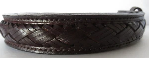 Belt Mens Raised Woven Brown Leather Belt Only Criss Cross Weave 1 1/4" - Picture 1 of 8