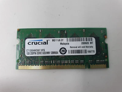 HP Compaq 6720S RAM Memory 1GB DDR2 PC2-5300s Crucial CT12864AC667.8FG - Image 1 of 4