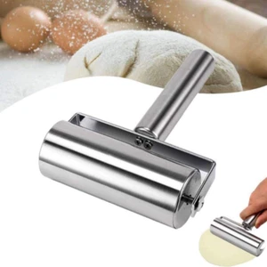 Stainless Steel Roller Rolling Pin w/ Handle for Pastry Pizza 2025 NEW FAST SHIP - Picture 1 of 8