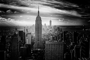 Estampado en pared para casa - Arquitectura de edificios urbanos - Nueva York blanco negro - A4, A3, A2, A1, A0 - Imagen 1 de 1