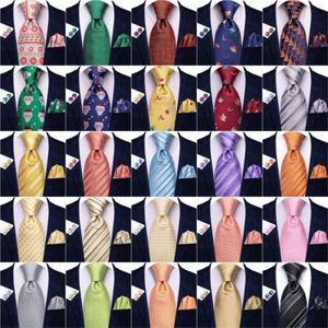 Black Gold Mens Woven Ties Hanky Cufflinks Wedding Prom Set Dinner Gift - Picture 1 of 125