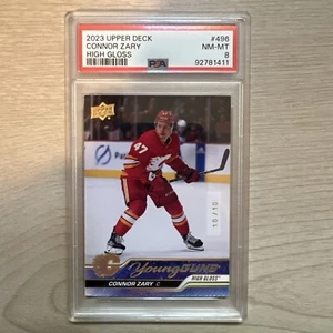 2023 Upper Deck Hockey Series 2 Connor Zary #496 10/10 High Gloss PSA 8 POP 1!! - Picture 1 of 2