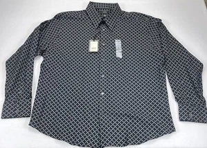 Cezani Mens Black Cotton Long Sleeve Button Up Shirt Retro Rat Pack XXL 17.5/37 - Picture 1 of 4