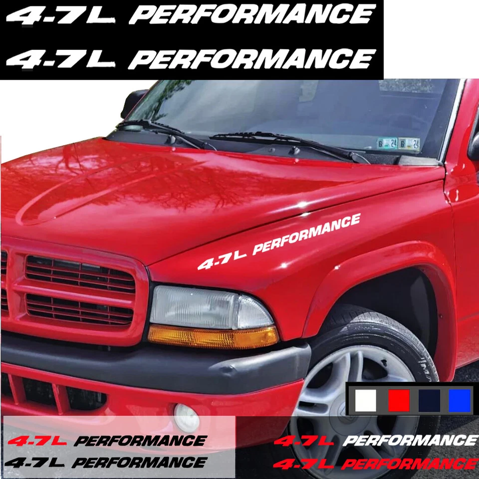 4.7L PERFORMANCE Car Hood Decals for Dodge Dakota Durango for Jeep Cherokee 2pcs - Image 1 of 4