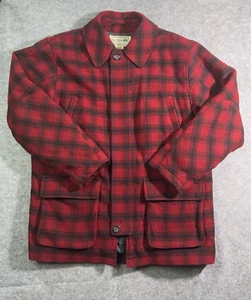 LL Bean Coat Mens XL Red Buffalo Plaid Maine Guide Wool Parka Loden Primaloft - Picture 1 of 7