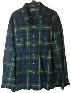 Polo Ralph Lauren Men's Flannel Shirt Long Sleeve XXL 2XL  Blue Green Plaid - Picture 1 of 15