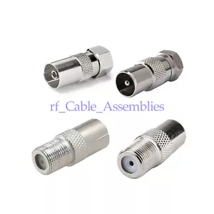 4 pcs F Female/Male to TV Pal Male/Female RF Coaxial Adapter Connectors Kit - Picture 1 of 17