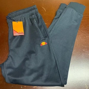 Ellesse Mens Black Elastic Waist Zip Pockets Tapered Leg Jogger Pants Size M XXL - Picture 1 of 5