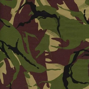 Camouflage Green Tan Black Army Woodland Large Cotton DRILL Fabric | Choose Size - Picture 1 of 2