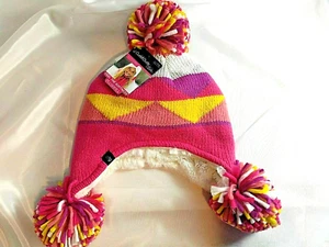 CUDDL DUDS KNITTED HAT for Girls, Raspberry Sorbet w Pom Poms, Retails $22, NWT - Picture 1 of 6