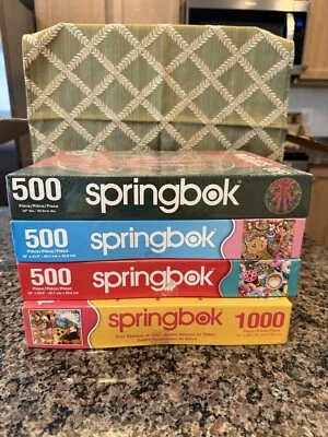 Lot Of 4 - SPRINGBOK Jigsaw Puzzles 500 / 1000 Cats And More / Preowned  - Image 1 of 4