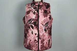 D & Co. Women’s Pink Flowers Printed Quilted Padded Full Zip Vest M Medium - Picture 1 of 6