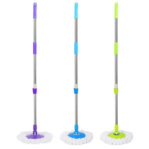 Spin Mop Handle Pole Floor Mop 360° Rotating Cleaning Tools +2 Free Mop Heads - Picture 1 of 17